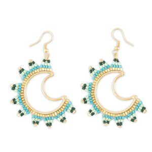MYRA BAG Moonface‎ Beaded Western Statement Earrings NWT